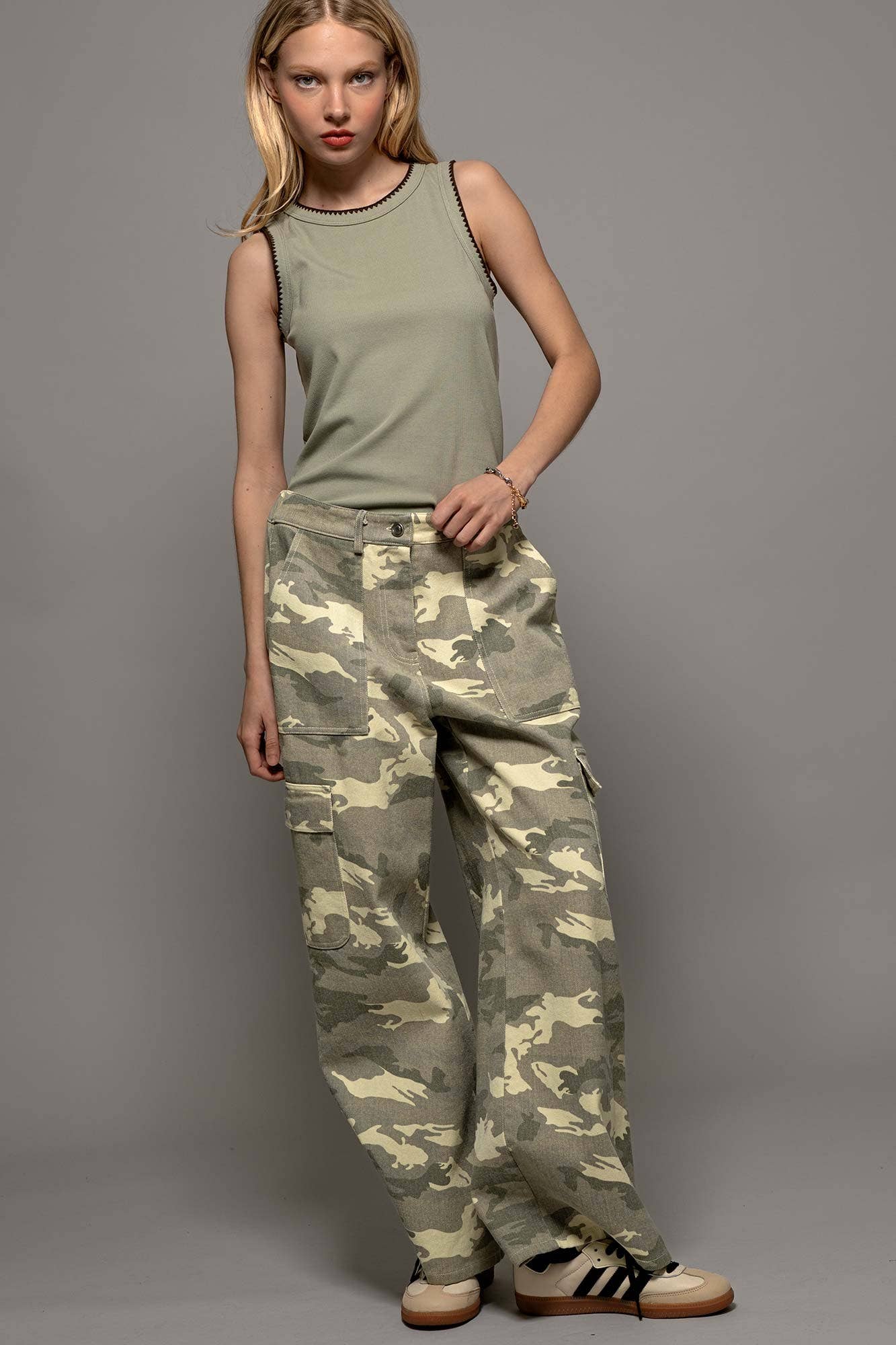 Desert Camo Wide Leg Cargo Pants