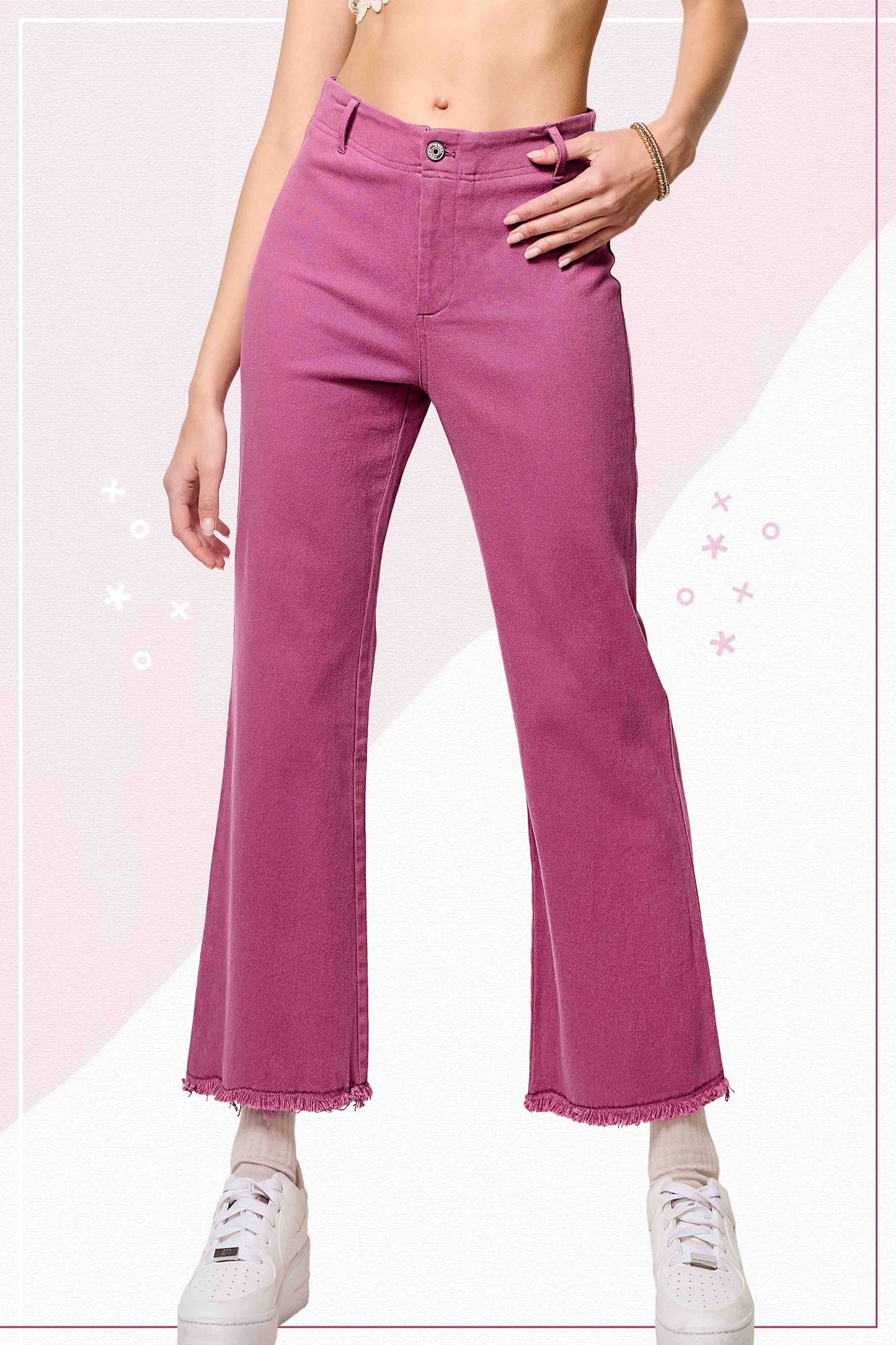 Soft Washed Stretchy High Waisted Flare Pants: Red / L