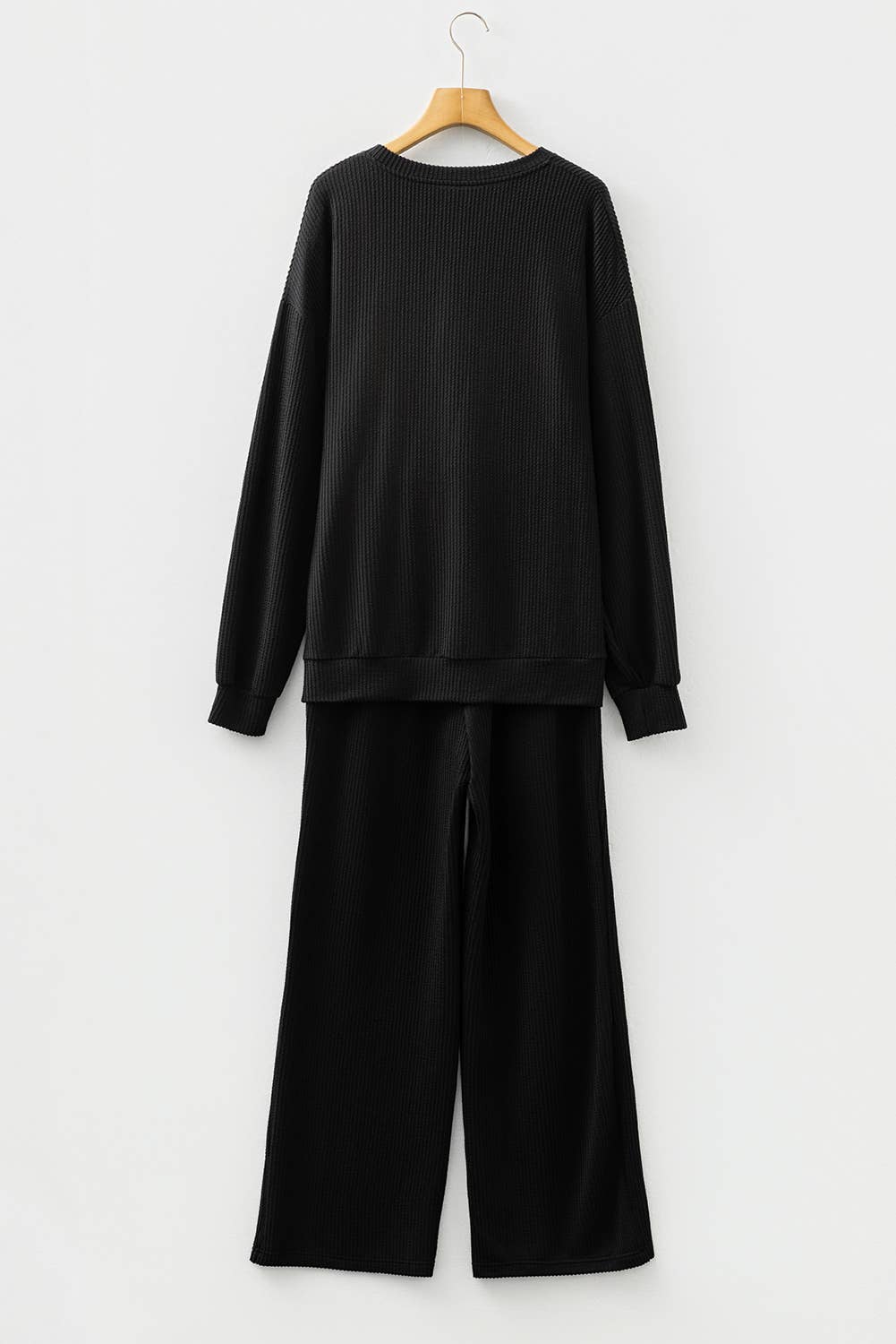 JOLLY/MERRY Ribbed Knit Long Sleeve Top and Pants Set (S-XL)