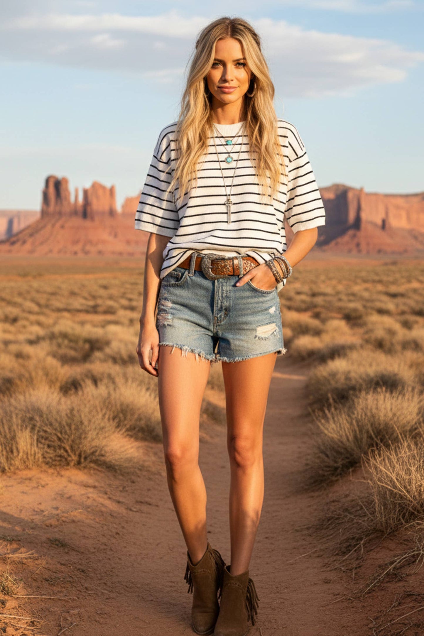 Oversized Lightweight Striped Sweater Top