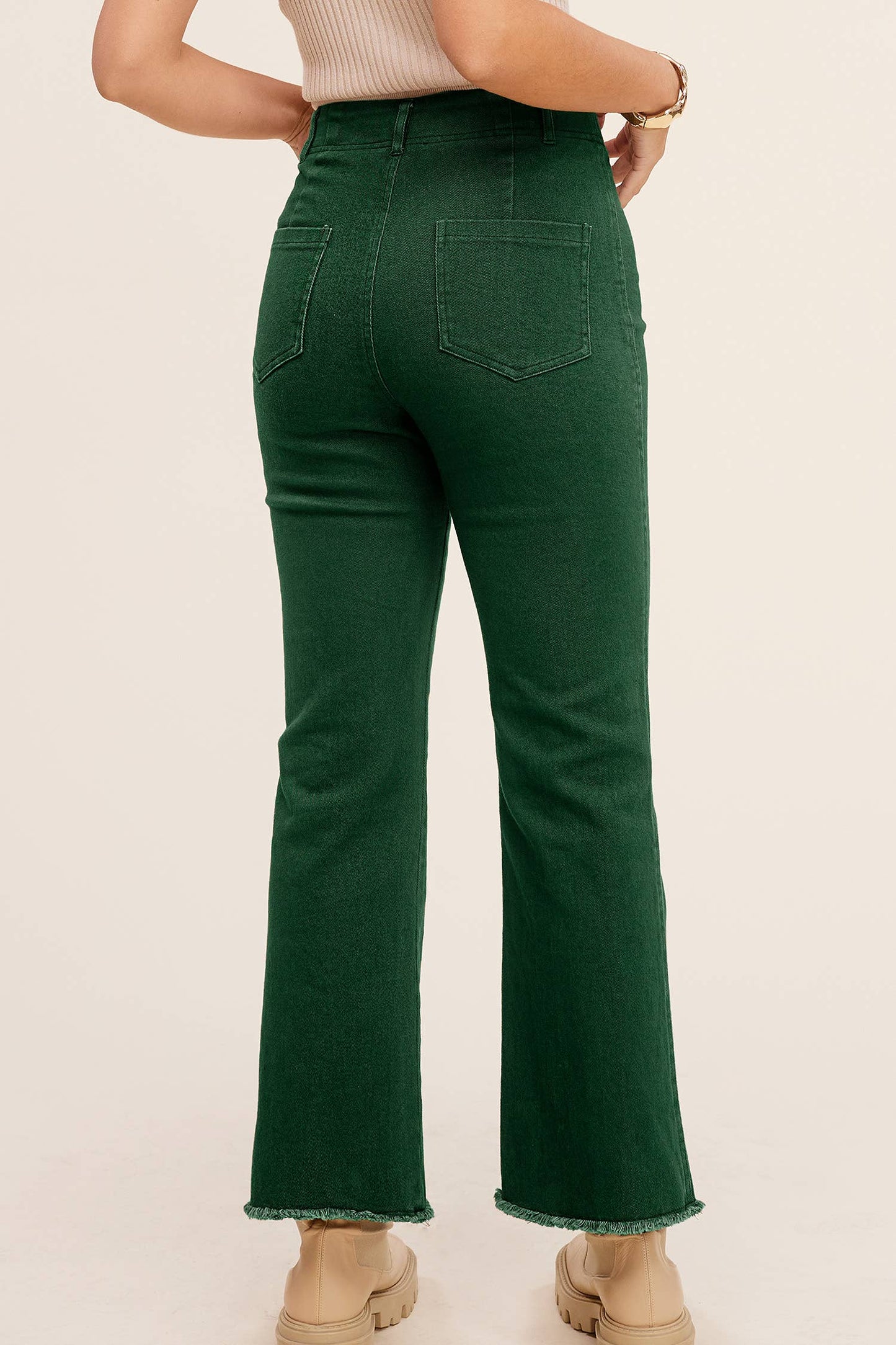 Soft Washed Stretchy High Waisted Flare Pants: Red / L