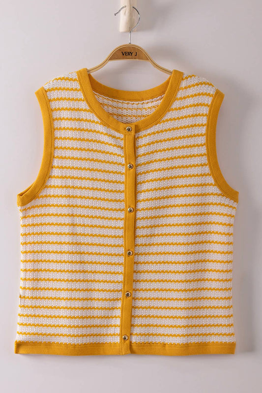 Stripe Knit Button Down Top