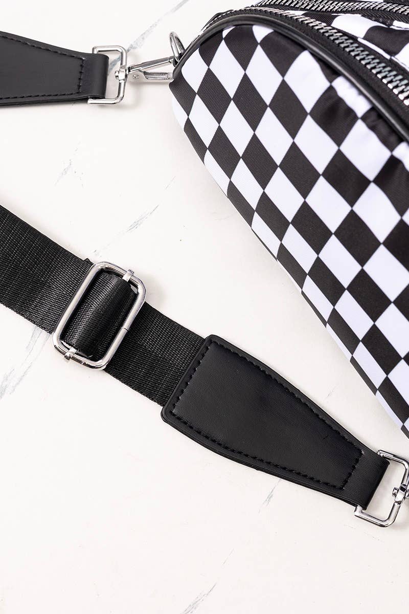 `.Double Zip Crescent Sling Bum Bag