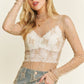 Floral Mesh Lace Mock Neck Long Sleeve Fitted sheer top