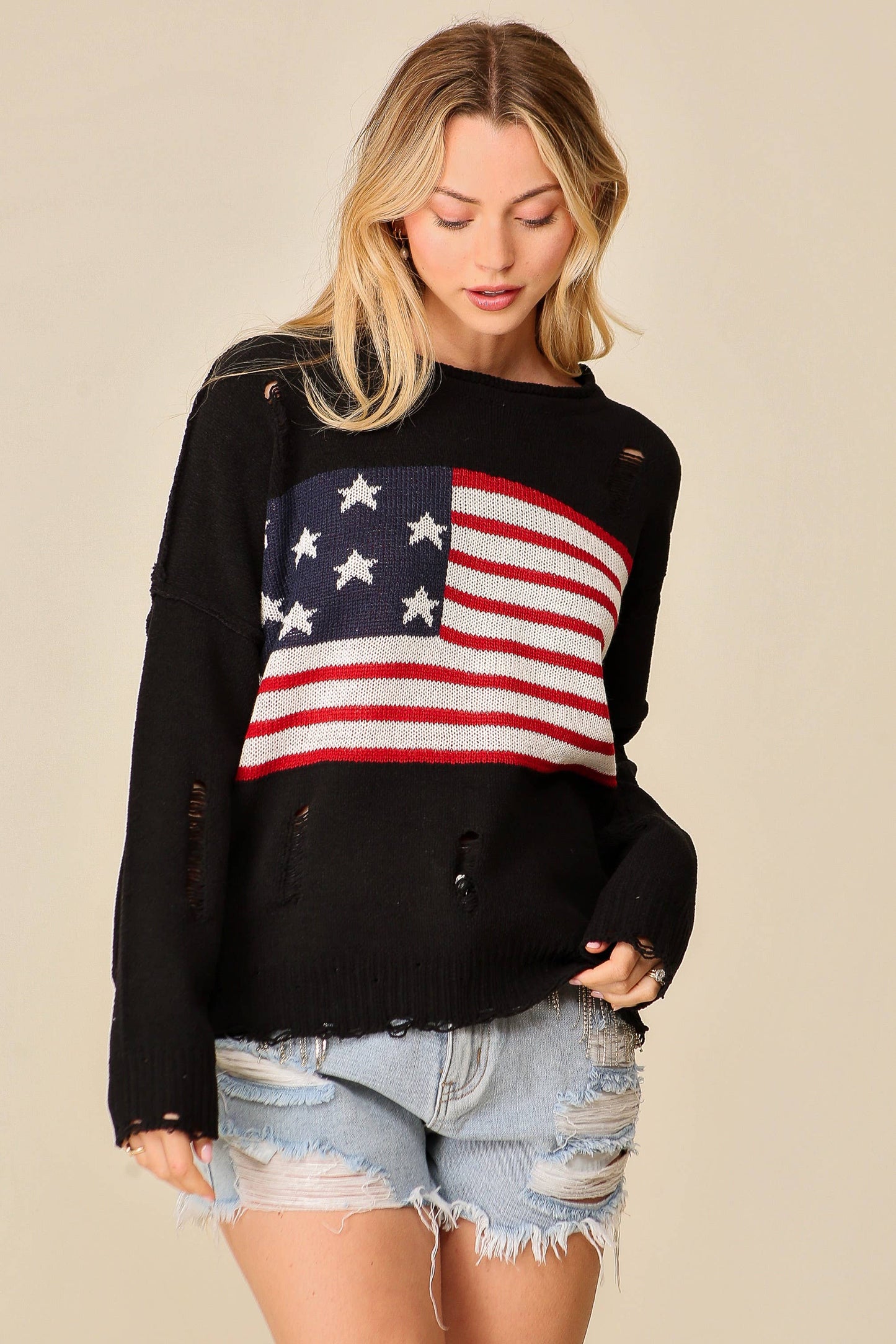 Distressed USA Americana Sweater 2