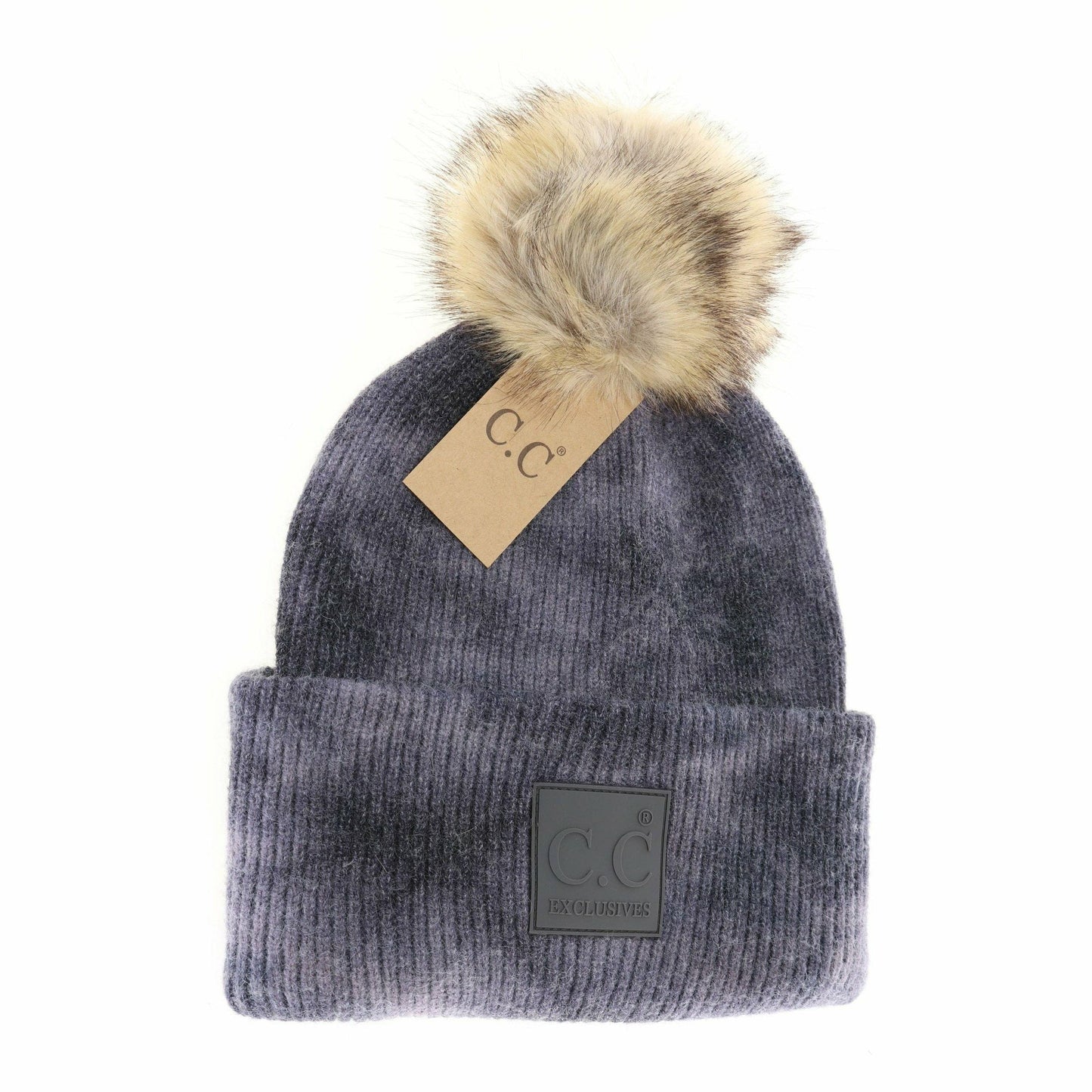 Tie Dye Fur Pom C.C Beanie HAT7380POM