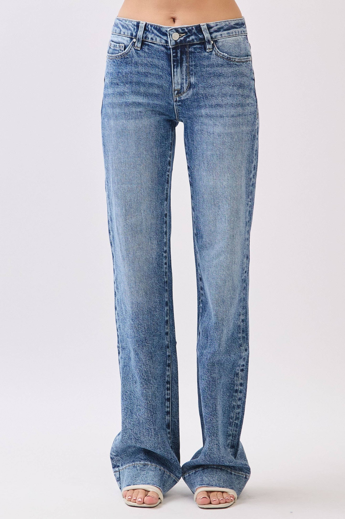 MID RISE COMFORT STRETCH TROUSER WIDE LEG JEANS