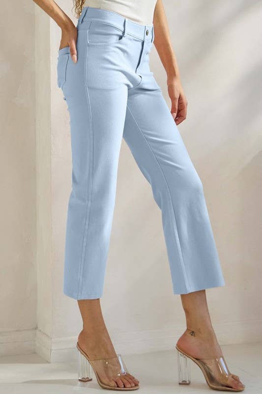 Women's Classic Solid Straight Leg Crop Pants