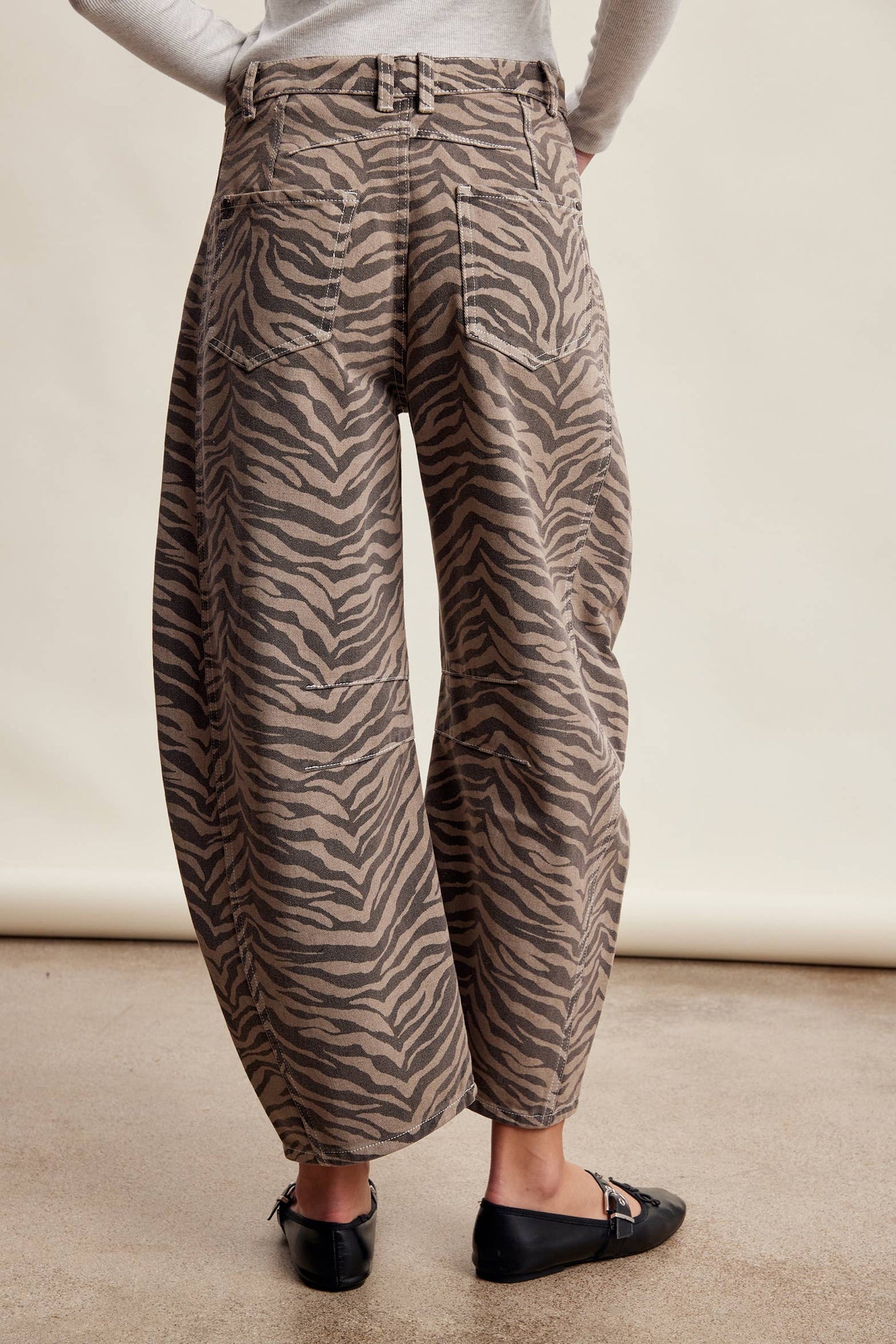 Zebra Print Barrel Jeans LP0260
