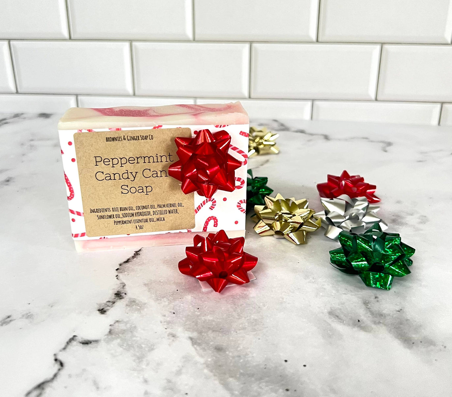 Peppermint Soap Bar, Candy Cane Soap, Christmas gift