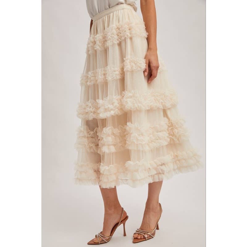 Ruffle Tiered Midi Skirt