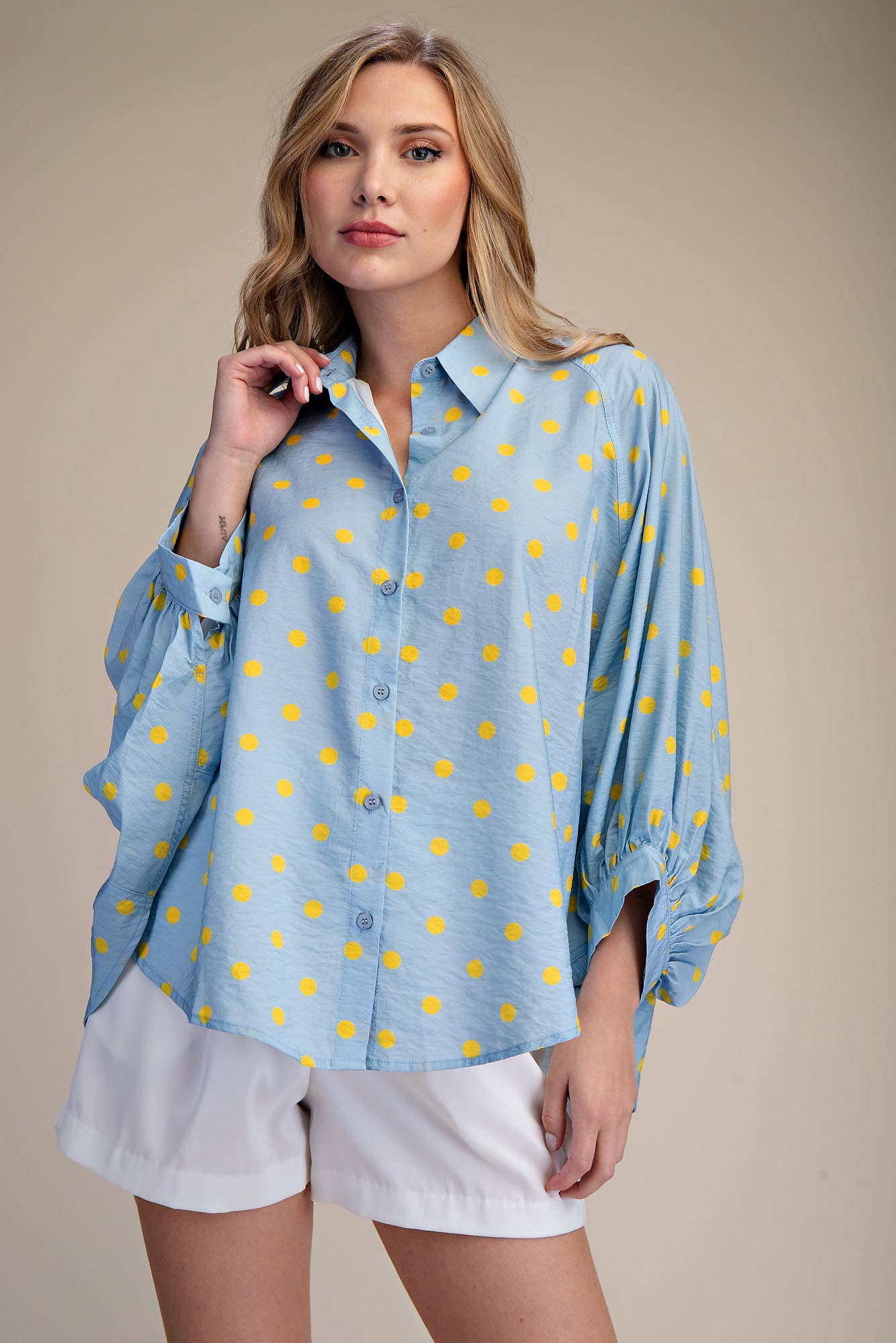 Button Front Polka Dot Shirt