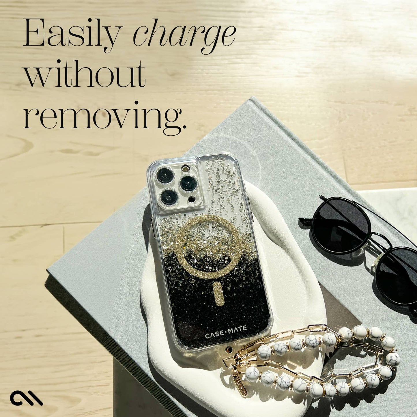 Chunky Chain Phone Charm Wristlet (Gold)