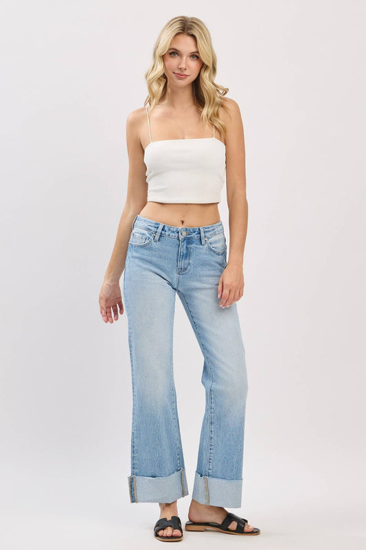 MID RISE COMFORT RELAXED FLARE W/ CUFFED HEM