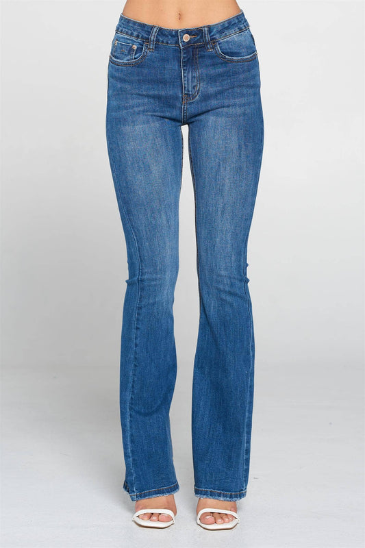 Medium Wash - Mid Rise Classic Flare Jeans