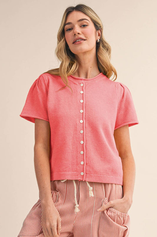 SHORT SLEEVE SWEATER CARDIGAN