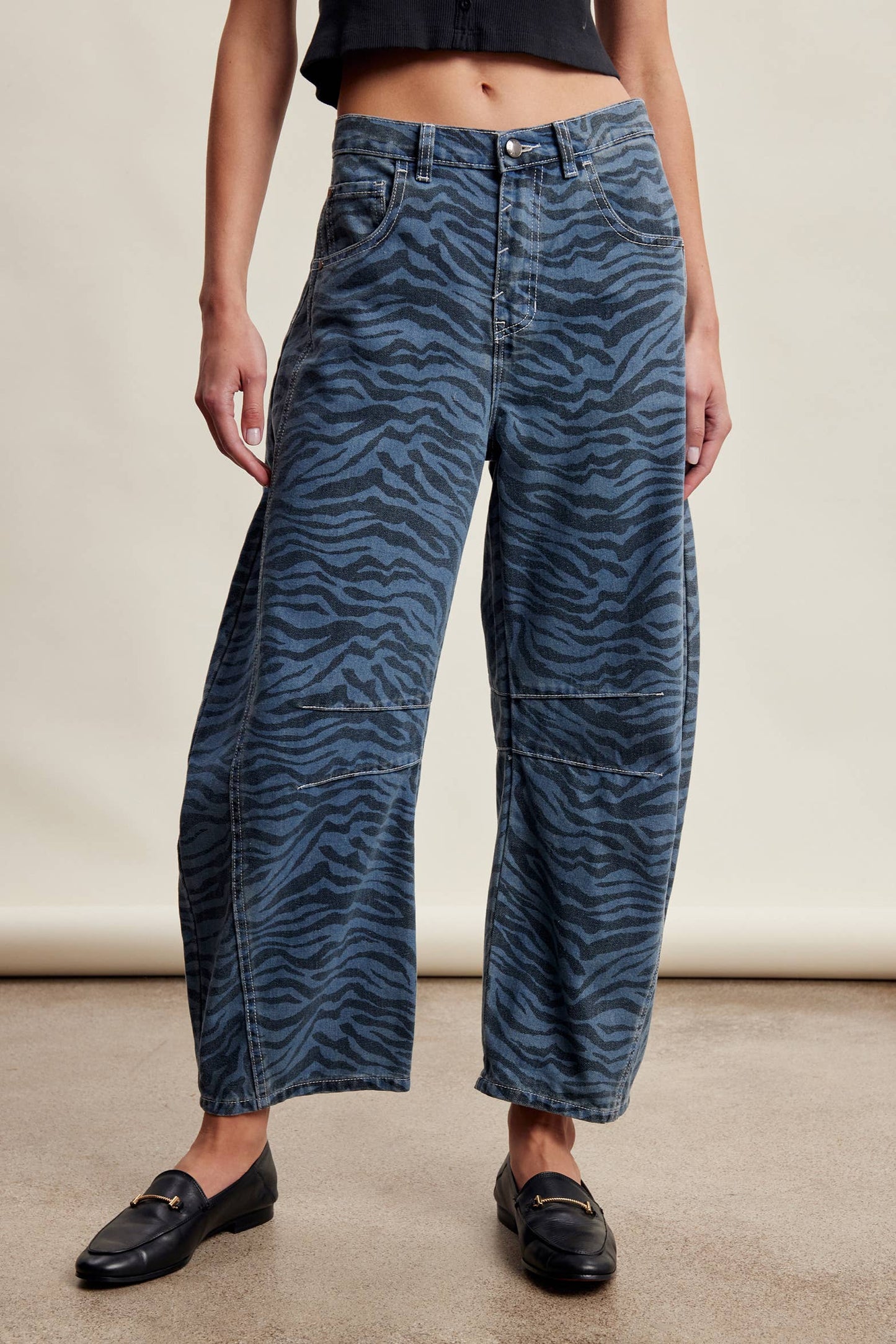 Zebra Print Barrel Jeans LP0260