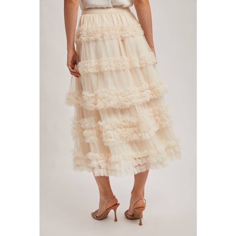 Ruffle Tiered Midi Skirt