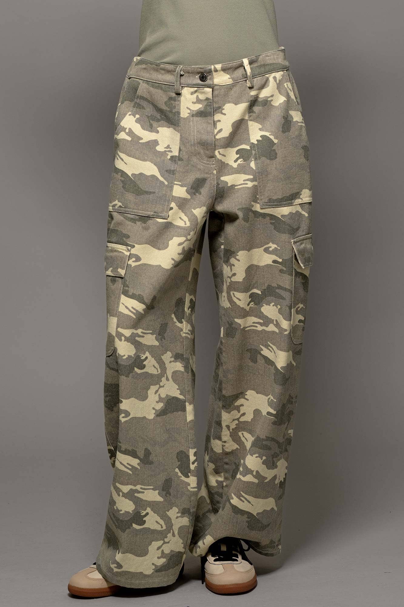Desert Camo Wide Leg Cargo Pants