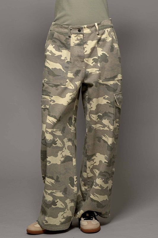 Desert Camo Wide Leg Cargo Pants