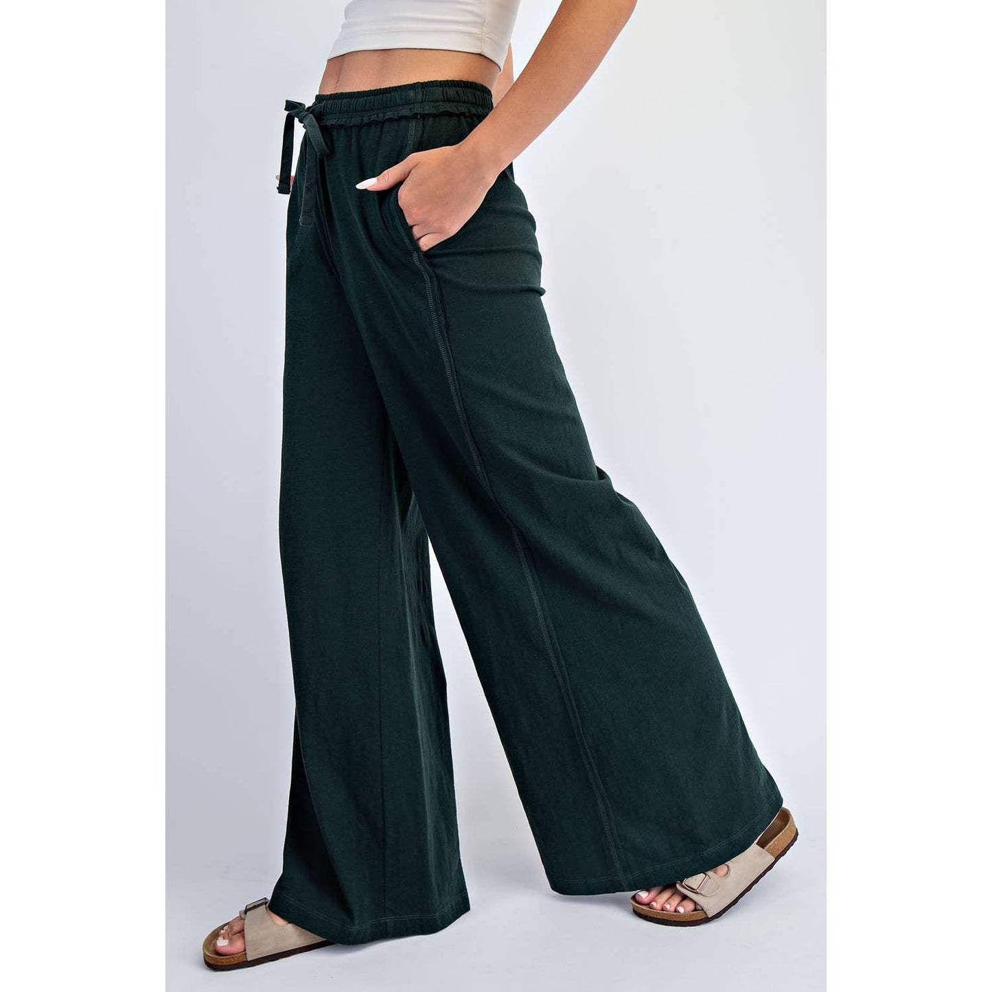 COTTON SLUB LOUNGING WIDE PANT