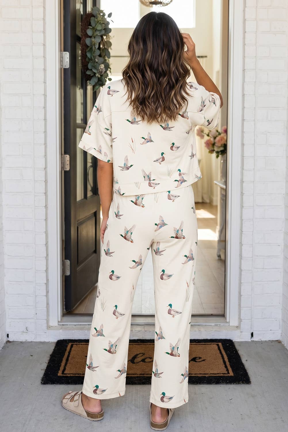 LAS Mallard Cropped Tee Drawstring Pants Set