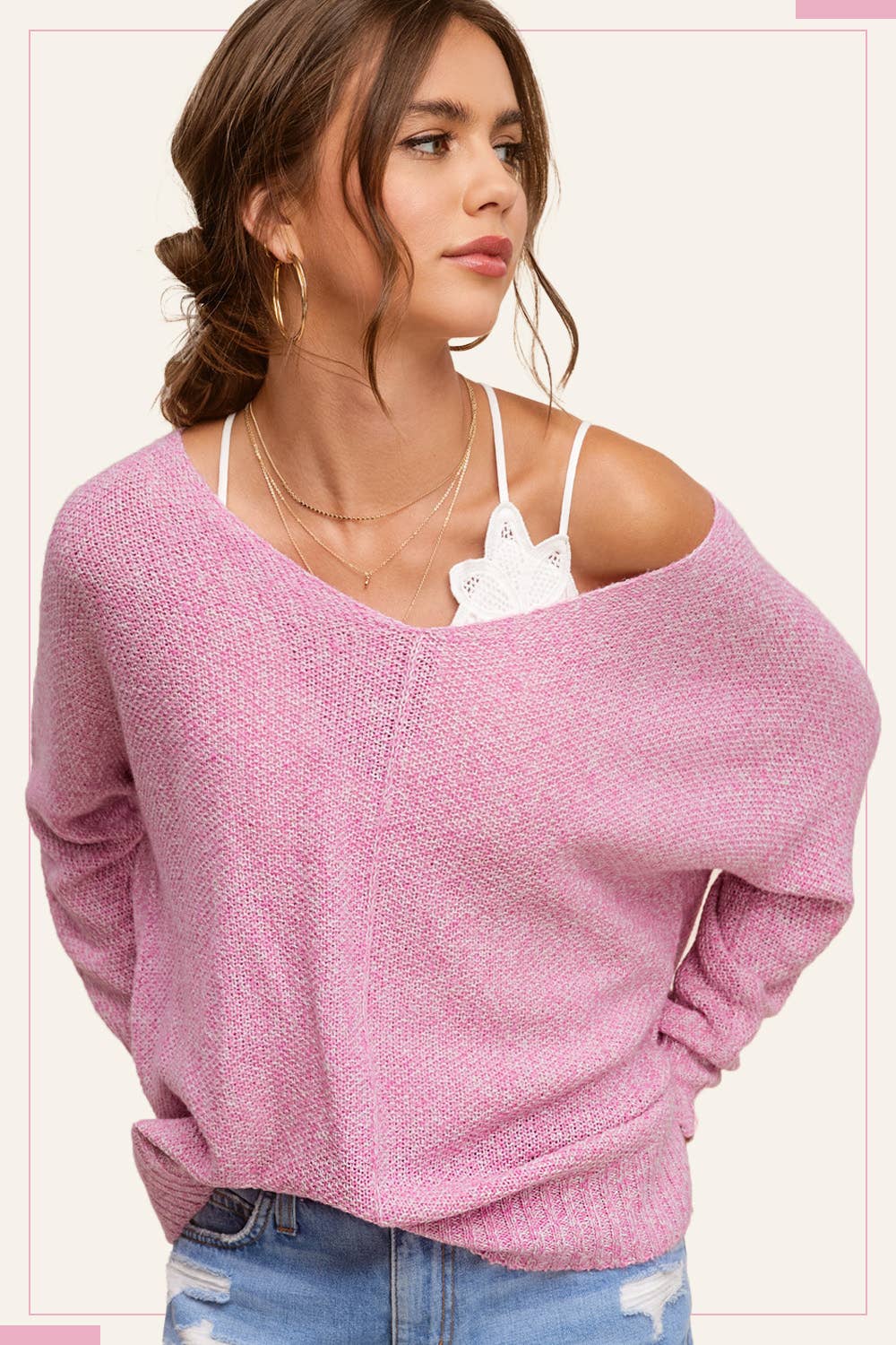 Soft Lightweight Loose Fit Textured Pullover Sweater