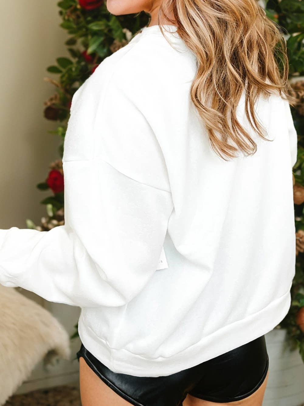 Merry Letter Patchwork Long Sleeve Blouse