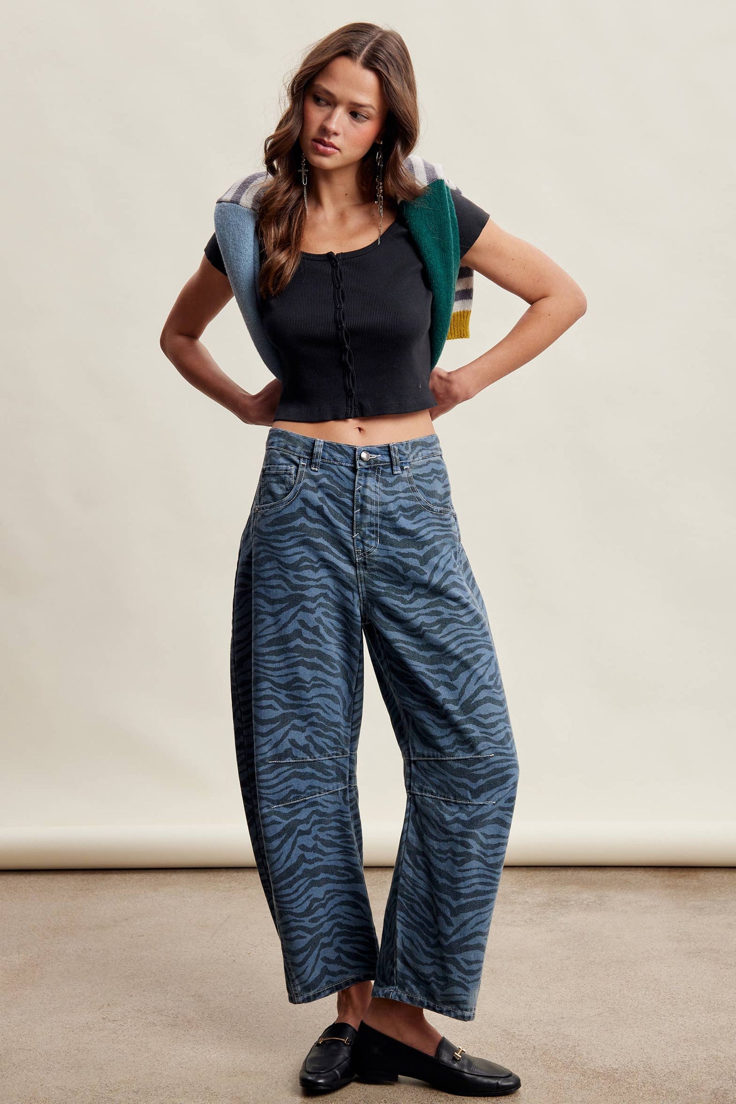 Zebra Print Barrel Jeans LP0260