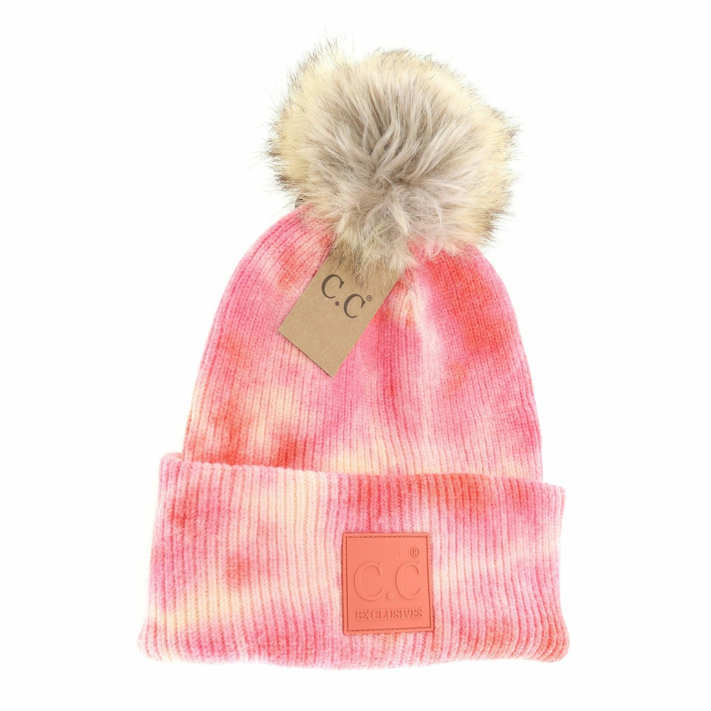 Tie Dye Fur Pom C.C Beanie HAT7380POM