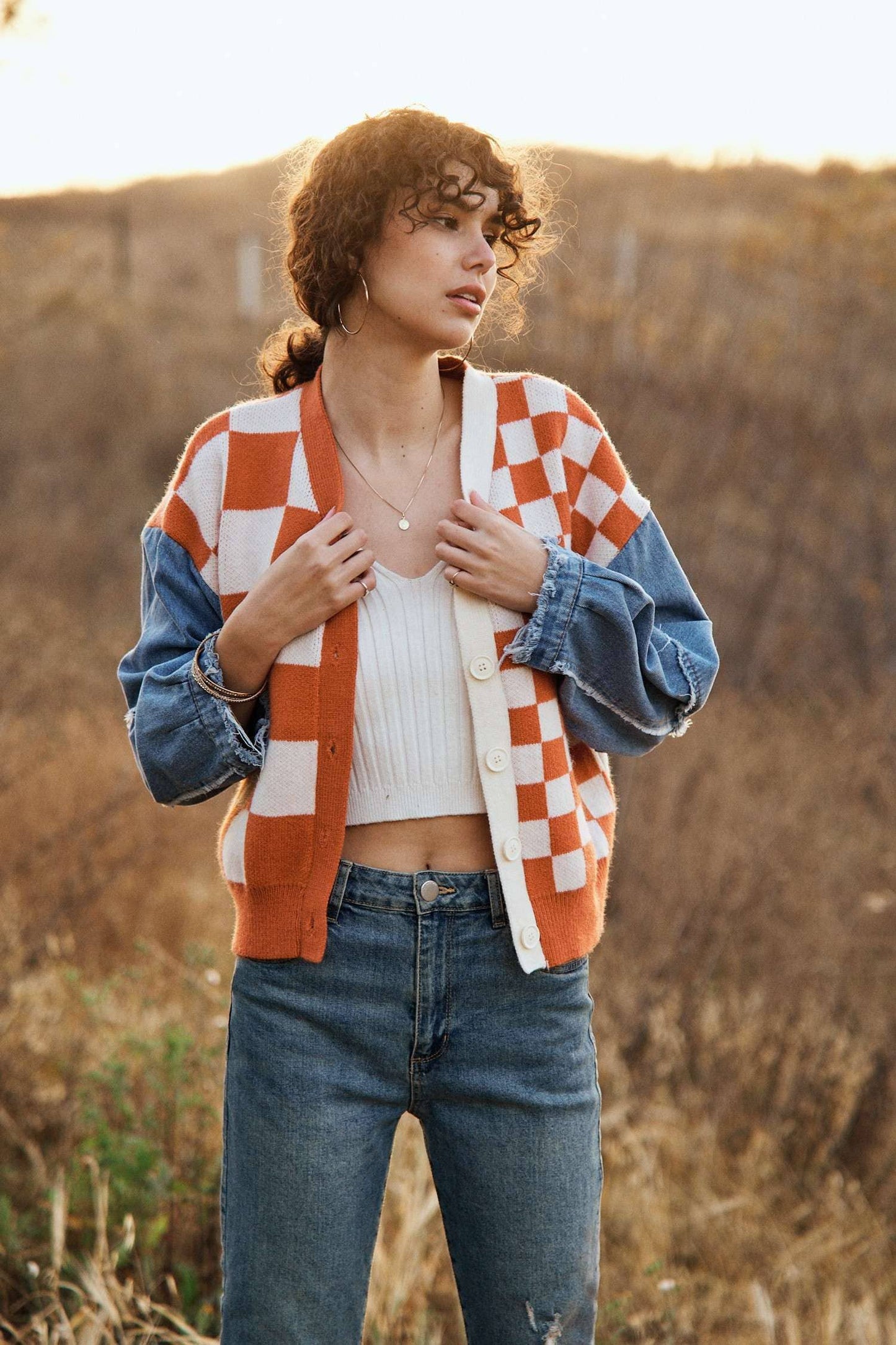 Checker Plaid Cardigan