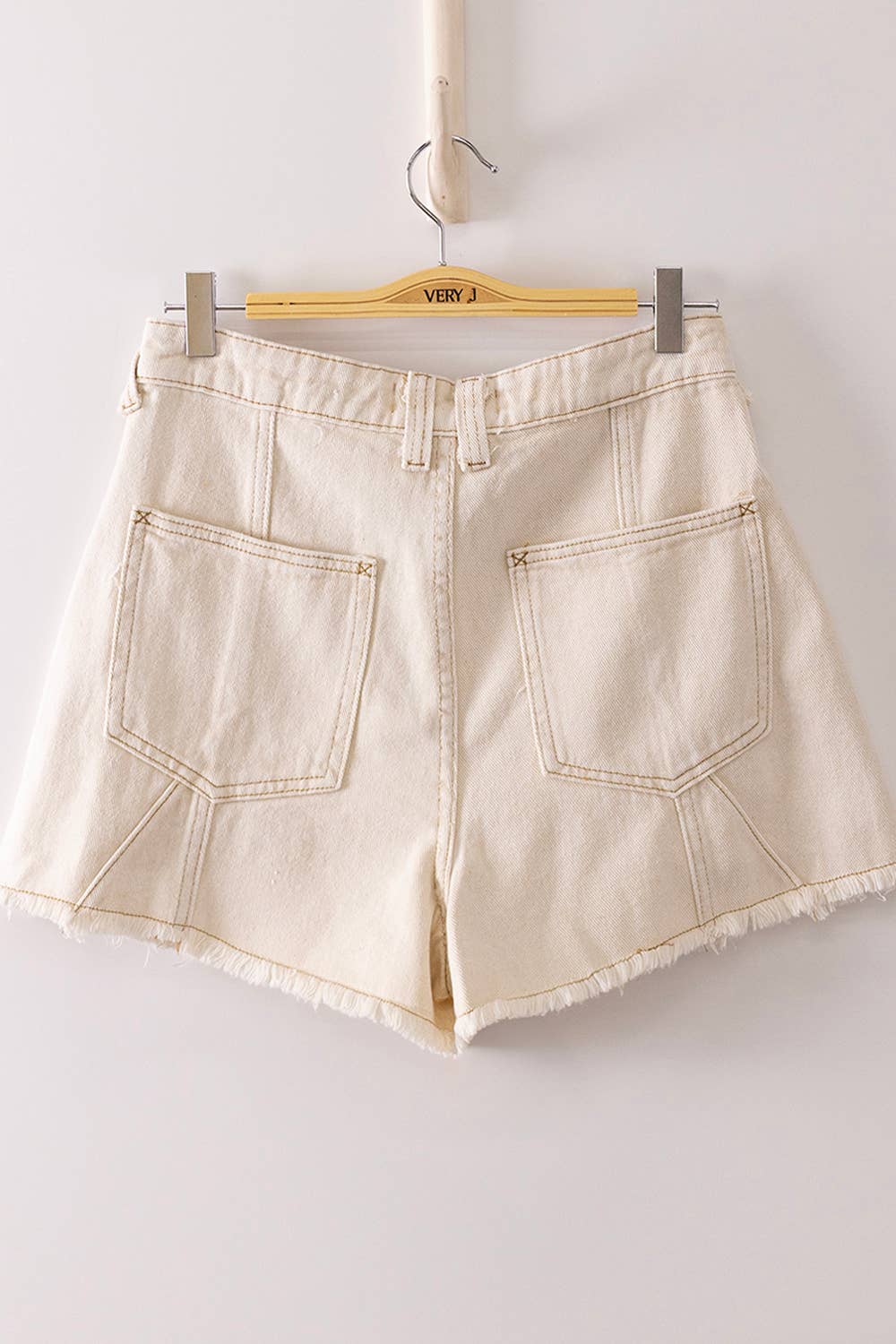 VERY JEAN Mineral Washed Denim Frayed Hem Shorts