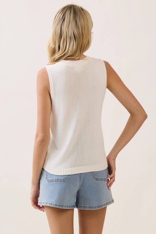 Sleeveless Flag Knit Top