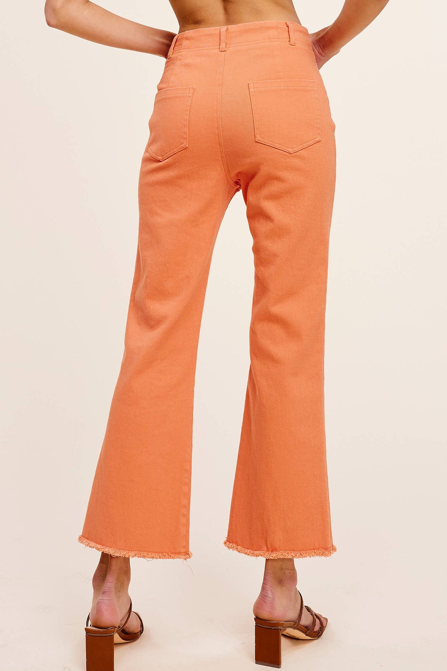 Soft Washed Stretchy High Waisted Flare Pants: Red / L