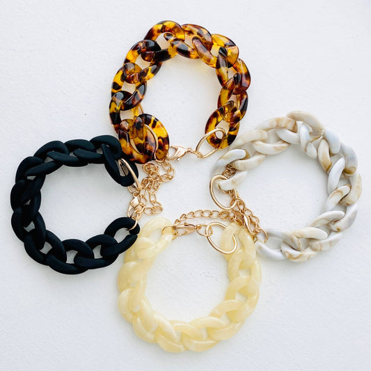 Chunky Chain Link Bracelet | Boho Acrylic Bangle Jewelry