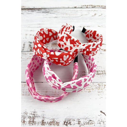 VALENTINE HEART PRINT PATTERN TWISTED HEAD BAND