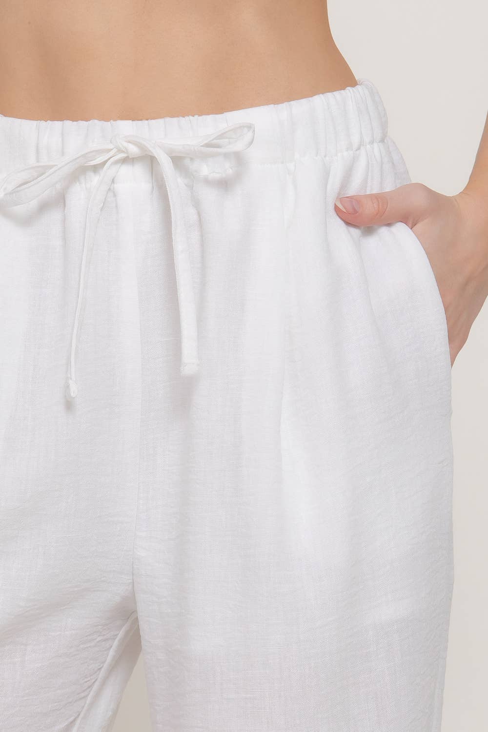 Waist Band With String Linen Effect Palazzo Pants