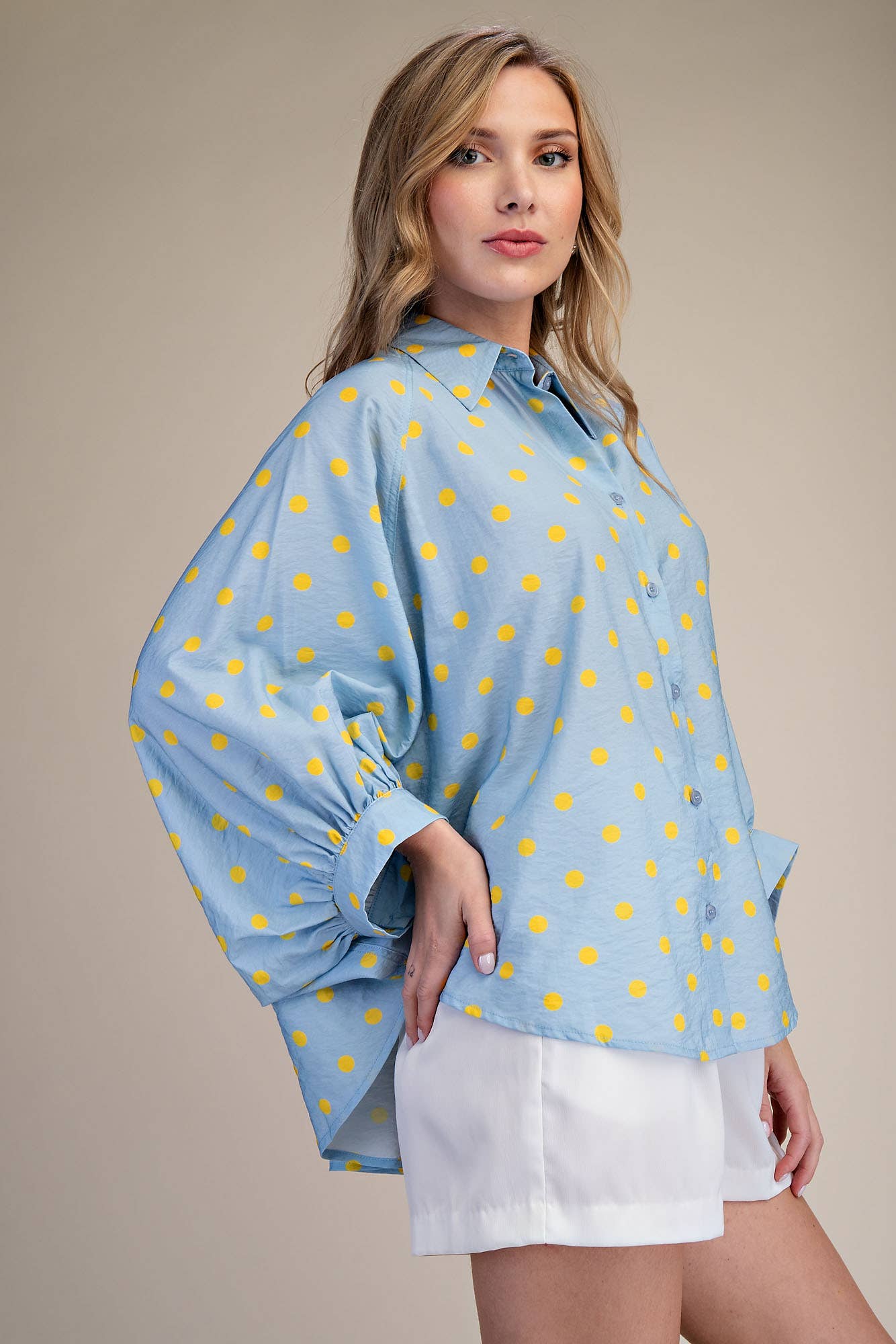 Button Front Polka Dot Shirt