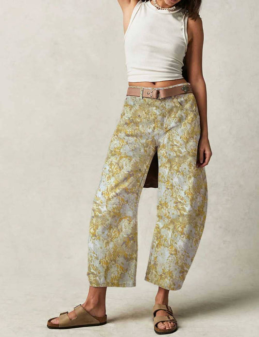 Ladies Barrel Print Jeans Daily Denim Pants SKP5KC67