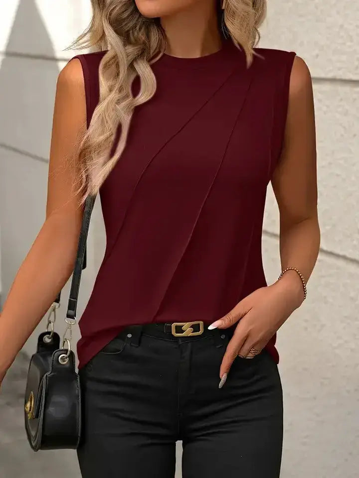 Solid Ribbed Tank Top Casual Crewneck Slim Fit