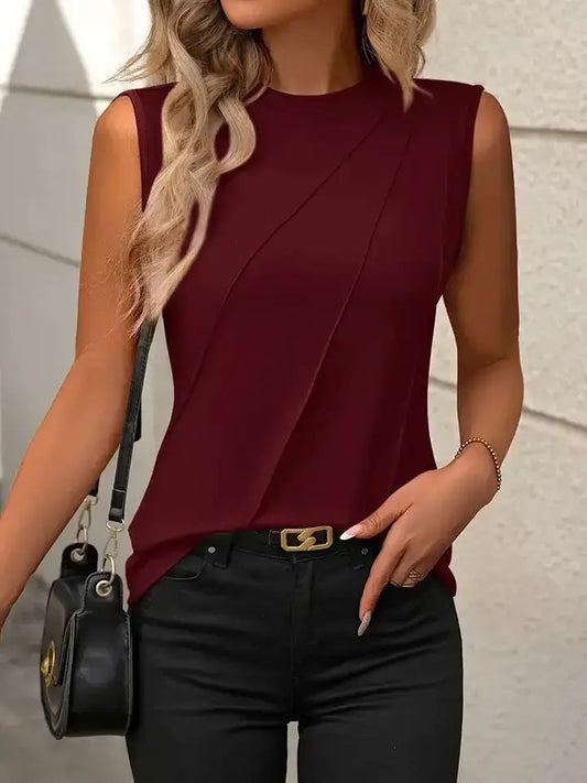 Solid Ribbed Tank Top Casual Crewneck Slim Fit