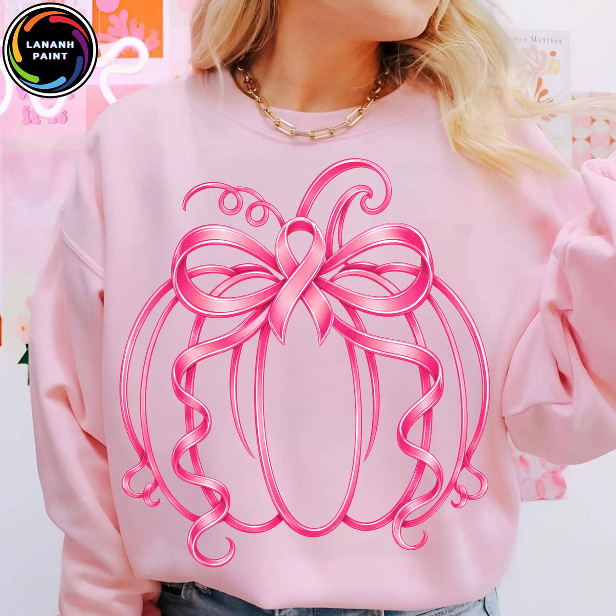 Breast Cancer Awareness Sweatshirt, Pink Ribbon Pumpkin