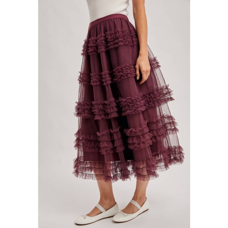 Ruffle Tiered Midi Skirt