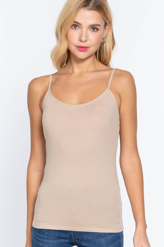 Cropped Cami Tank with adjustable Spaghetti Straps