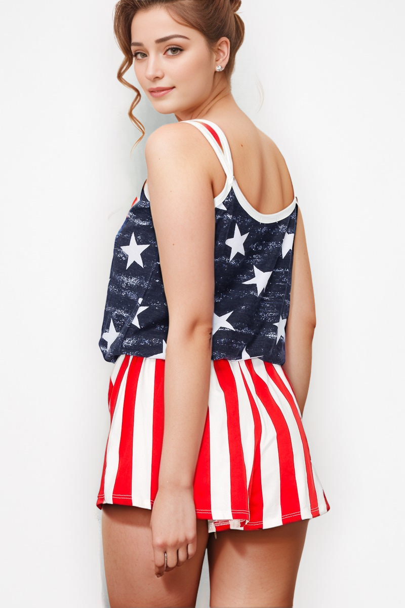 AMERICAN FLAG AND INDEPENDENCE DAY ROMPER