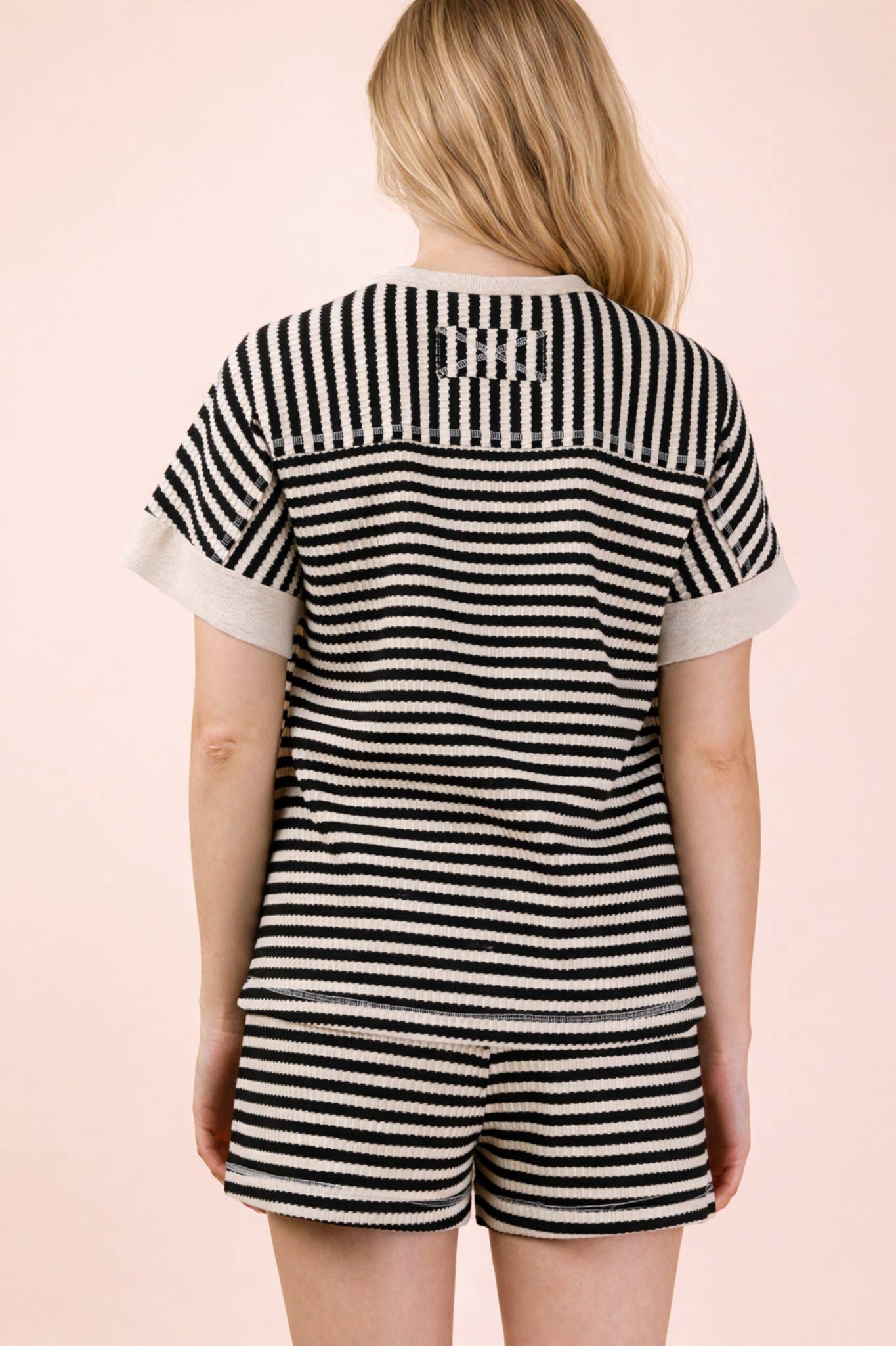 Striped Comfy Knit Top & Shorts Set