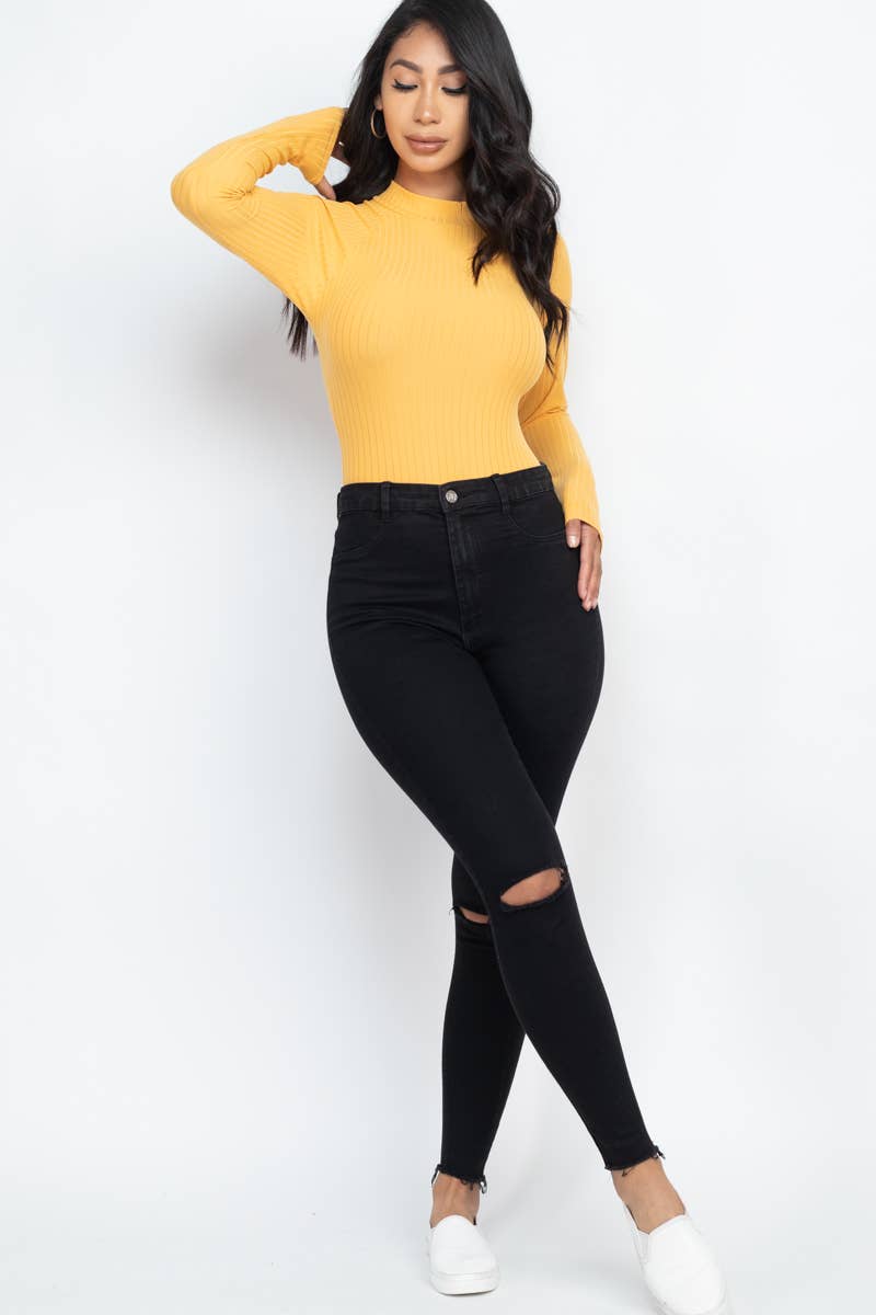MockNeck Ribbed Bodysuit