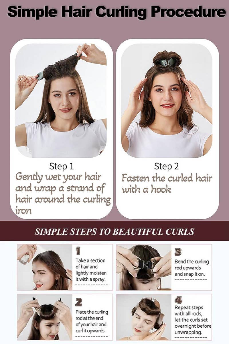 Satin Heatless Hair Curler Curling Flexi Rods Pack