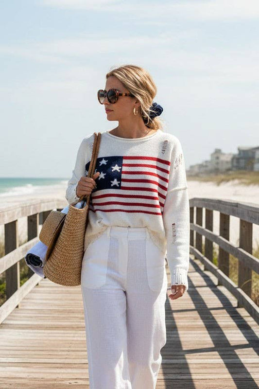 Distressed USA Americana Sweater 2