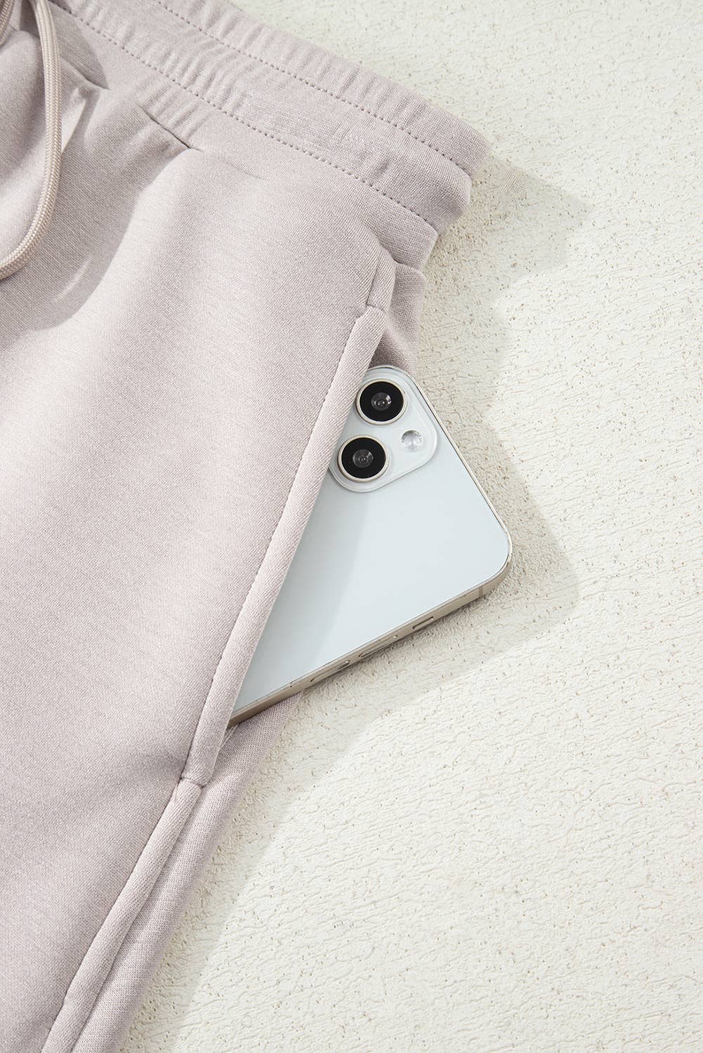 Solid Drop Shoulder Pullover & Drawstring Mini Skirt Outfit